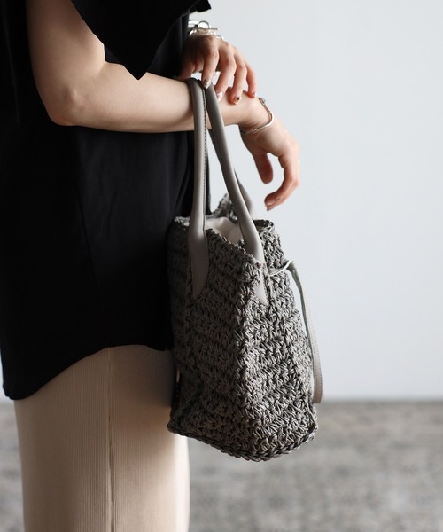 GUSCIO（グッシオ）の「【グッシオベーシック】かごバッグ　リボン（かごバッグ・レディース・ブラック/ブラウン/グレー・FREE）」の18枚目の写真