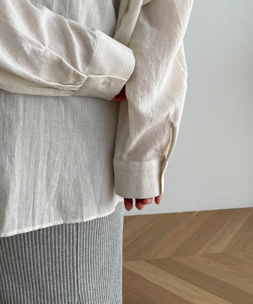 CANAL JEAN（キャナルジーン）の「El mar(エルマール) コットンリネンVネックシャツ（シャツ/ブラウス・レディース・ホワイト/チャコールグレー/ベージュ・ONE SIZE）」の13枚目の写真