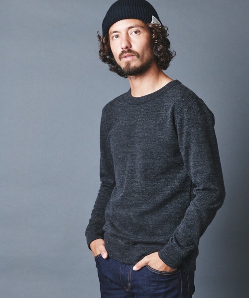 Magine(マージン)の「WOOL TWEED KNITSAW C/N L/S:ウールツイード ニットソー ロングスリーブ 22AW(Tシャツ/カットソー・メンズ・チャコールグレー/ネイビー/オリーブ・44/46/48)」の2枚目の写真