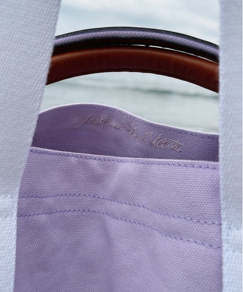 Vicente（ヴィセンテ）の「【Seagreen×Vicente】Cotton tote bag（トートバッグ・レディース・ブラウン/ネイビー/パープル・FREE）」の8枚目の写真