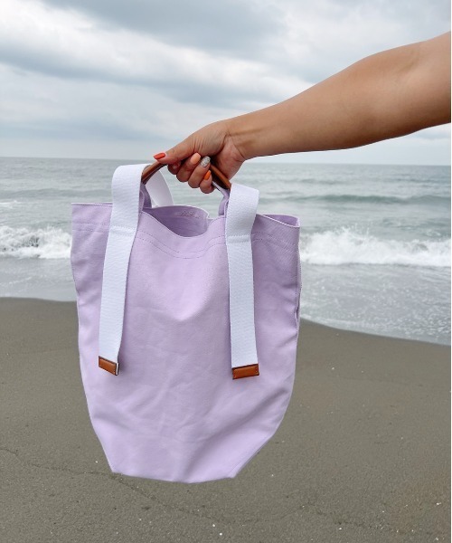 Vicente（ヴィセンテ）の「【Seagreen×Vicente】Cotton tote bag（トートバッグ・レディース・ブラウン/ネイビー/パープル・FREE）」の11枚目の写真