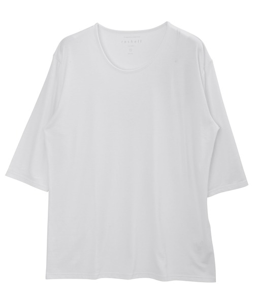 roshell（ロシェル）の「ストレッチ クルーネック無地五分袖Tシャツ（Tシャツ/カットソー・メンズ・ブラック/ネイビー/ホワイト/チャコールグレー・SMALL/X-LARGE/MEDIUM/XX-LARGE/LARGE）」の5枚目の写真
