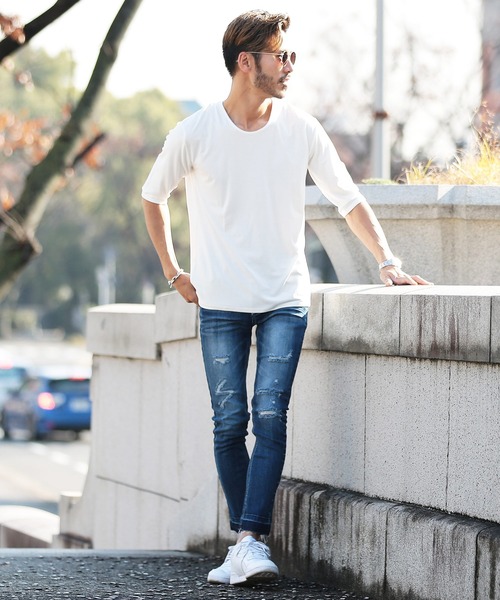 roshell（ロシェル）の「ストレッチ クルーネック無地五分袖Tシャツ（Tシャツ/カットソー・メンズ・ブラック/ネイビー/ホワイト/チャコールグレー・SMALL/X-LARGE/MEDIUM/XX-LARGE/LARGE）」の8枚目の写真