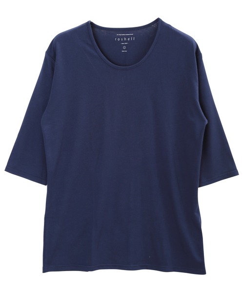 roshell（ロシェル）の「ストレッチ クルーネック無地五分袖Tシャツ（Tシャツ/カットソー・メンズ・ブラック/ネイビー/ホワイト/チャコールグレー・SMALL/X-LARGE/MEDIUM/XX-LARGE/LARGE）」の17枚目の写真