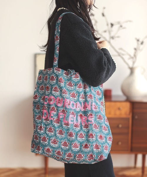 DONOBAN(ドノバン)の「ブロックプリント刺繍トート(トートバッグ・レディース・ピンク系その他/ブルー系その他/グリーン系その他・F)」の3枚目の写真