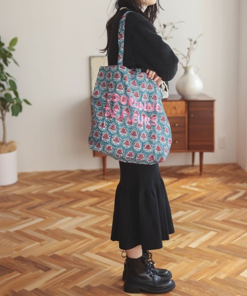 DONOBAN(ドノバン)の「ブロックプリント刺繍トート(トートバッグ・レディース・ピンク系その他/ブルー系その他/グリーン系その他・F)」の5枚目の写真
