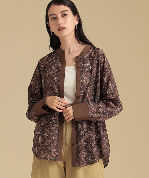 Ray BEAMS（レイビームス）の「Ray BEAMS / ペイズリー プリント バンドカラー シャツ（シャツ/ブラウス・レディース・ダークブラウン/グリーン系その他2・ONE SIZE）」の6枚目の写真