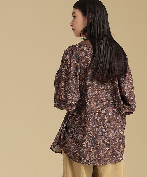 Ray BEAMS（レイビームス）の「Ray BEAMS / ペイズリー プリント バンドカラー シャツ（シャツ/ブラウス・レディース・ダークブラウン/グリーン系その他2・ONE SIZE）」の8枚目の写真