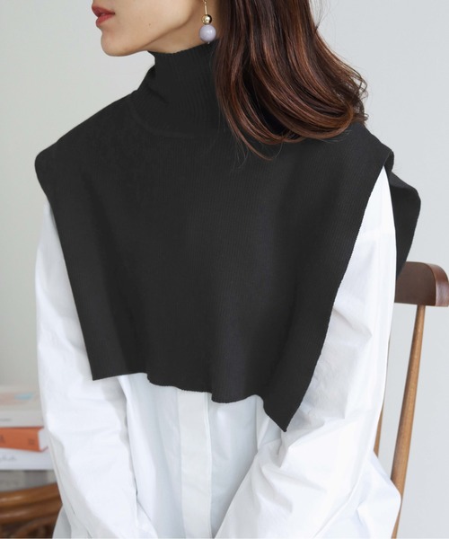 HER CLOSET（ハークローゼット）の「【HERCLOSET】ケープハイネックニット（付け襟・レディース・ホワイト/ブラック/グレイッシュベージュ・M）」の11枚目の写真