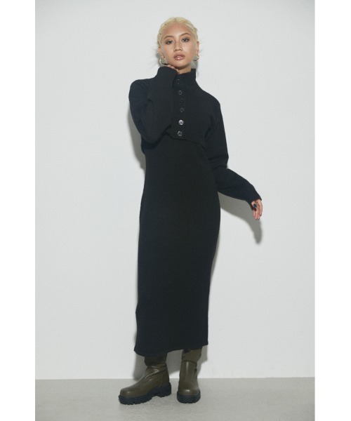 LAGUA GEM（ラグアジェム）の「2 PIECE LONG OP ロングワンピース（ワンピース・レディース・ブラック/グレー/ブルー・SMALL/MEDIUM）」の2枚目の写真