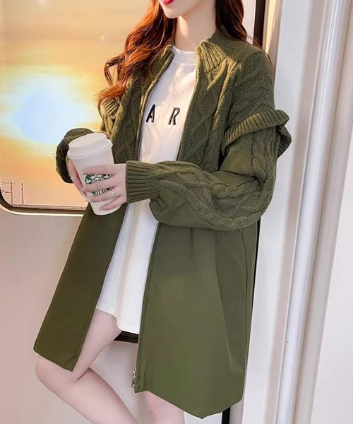 shopnikoniko（ショップニコニコ）の「ニットドッキング マウンテンパーカー（マウンテンパーカー・レディース・ベージュ/カーキ・フリー）」の19枚目の写真