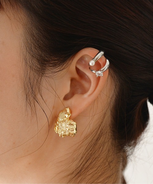 Monocoro toppi（モノコロトッピ）の「ニッケルフリー メタル 凸凹 ワンポイント ピアス（ピアス（両耳用）・レディース・シルバー/ゴールド・フリー）」の9枚目の写真