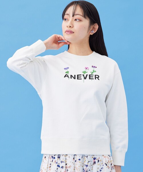 ANEVER（アンエバー）の「【洗える】フラワーエンブロイダリー ロゴ スウェット（スウェット・レディース・ライラック系/アイボリー系/ネイビー系・38）」の12枚目の写真