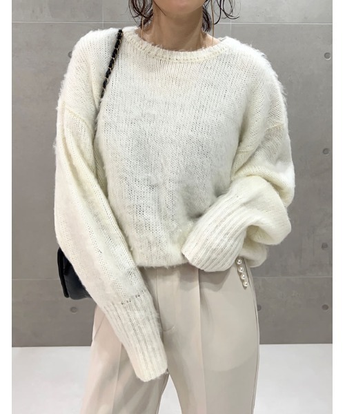 Re:EDIT(リエディ)の「起毛モヘアタッチクルーネックニットプルオーバー(ニット/セーター・レディース・ライトグレー/オレンジ/ブルー/アイボリー/ブラック・MEDIUM/LARGE)」の15枚目の写真