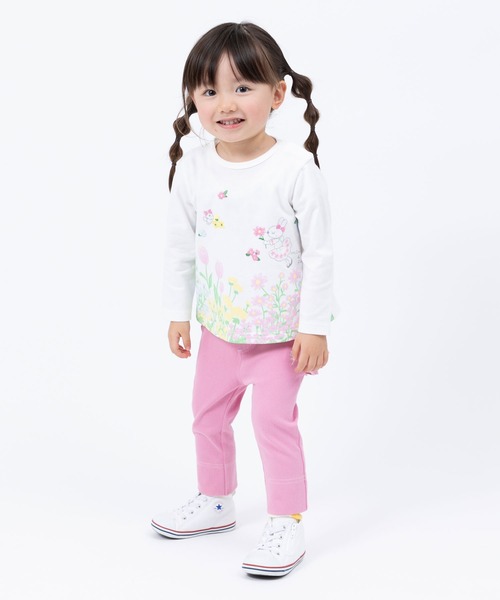 KP（ケーピー）の「日本製/mimiちゃん＆piouちゃんお花刺繍長袖Tシャツ(80～90)（Tシャツ/カットソー・キッズ・オフホワイト/ラベンダー・90cm）」の4枚目の写真