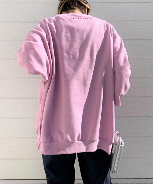 Q（キュー）の「No.9 刺繍スウェット（スウェット・レディース・ラベンダー/ベージュ/ブラック・MEDIUM）」の7枚目の写真