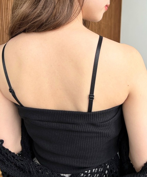 moment+（モーメントプラス）の「T/Cカットテレコリブホルターネックカップ付きベアトップ（チューブトップ・レディース・オフホワイト/ブラック/モカ/ベージュ/ホワイト系その他・M/L）」の18枚目の写真