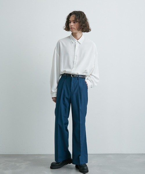 JUNRED(ジュンレッド)の「ドレープダブルクロスワイドフレアパンツ(スラックス・メンズ・ブラック/ブルー系その他4・S/M/L)」の10枚目の写真