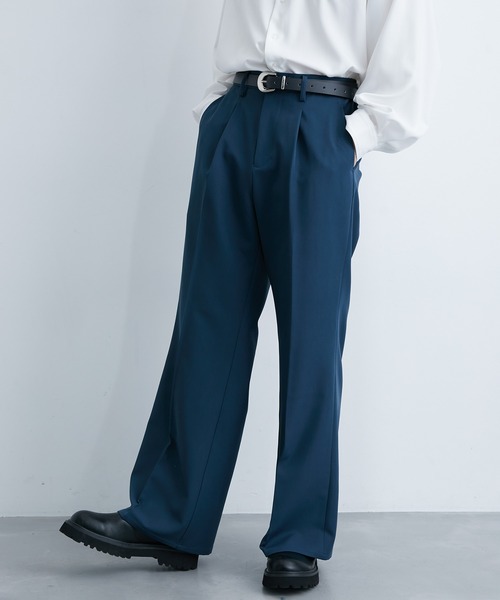JUNRED(ジュンレッド)の「ドレープダブルクロスワイドフレアパンツ(スラックス・メンズ・ブラック/ブルー系その他4・S/M/L)」の16枚目の写真