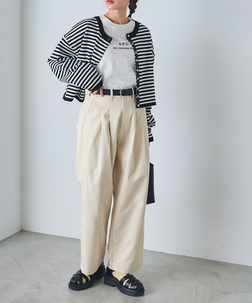 forksy.(フォルクシー)の「【forksy.】チノ2タックワイドストレートパンツ(チノパンツ・レディース・アイボリー/カーキ/ベージュ/ブラック・S/M/L)」の12枚目の写真