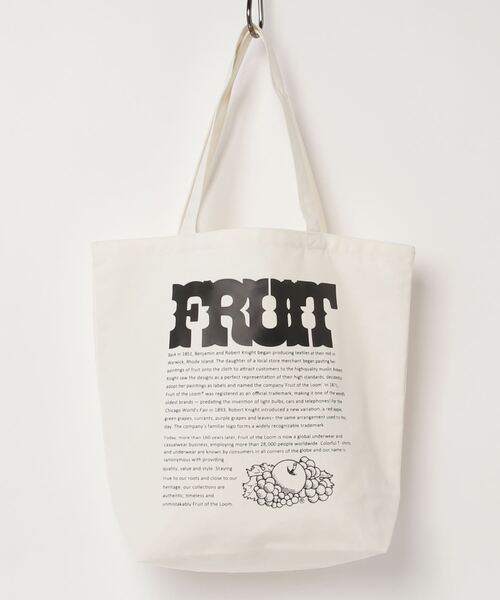 FRUIT OF THE LOOM(フルーツオブザルーム)の「FTL PRINT PL TOTE-1(トートバッグ・レディース・アイボリー/ブラック・FREE)」の2枚目の写真