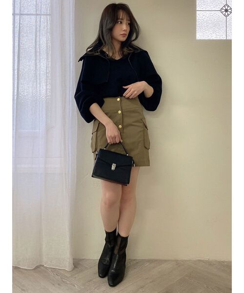 dazzlin（ダズリン）の「ジップアップ2ピースレイヤードニット（ニット/セーター・レディース・ブラック/オフホワイト/ブルー・FREE）」の18枚目の写真