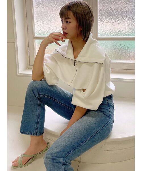 dazzlin（ダズリン）の「ジップアップ2ピースレイヤードニット（ニット/セーター・レディース・ブラック/オフホワイト/ブルー・FREE）」の16枚目の写真