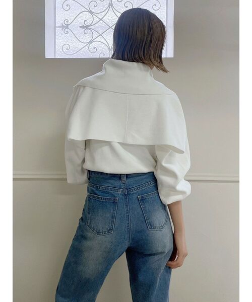 dazzlin（ダズリン）の「ジップアップ2ピースレイヤードニット（ニット/セーター・レディース・ブラック/オフホワイト/ブルー・FREE）」の7枚目の写真