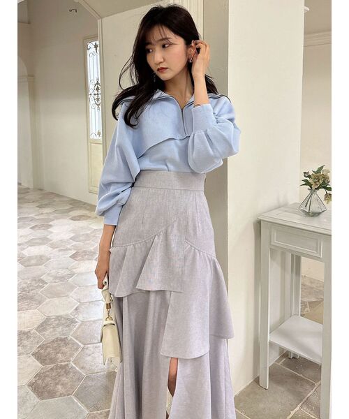 dazzlin（ダズリン）の「ジップアップ2ピースレイヤードニット（ニット/セーター・レディース・ブラック/オフホワイト/ブルー・FREE）」の19枚目の写真