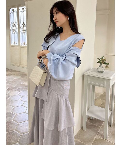 dazzlin（ダズリン）の「ジップアップ2ピースレイヤードニット（ニット/セーター・レディース・ブラック/オフホワイト/ブルー・FREE）」の17枚目の写真