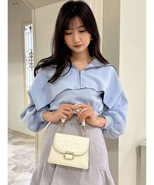 dazzlin（ダズリン）の「ジップアップ2ピースレイヤードニット（ニット/セーター・レディース・ブラック/オフホワイト/ブルー・FREE）」の20枚目の写真