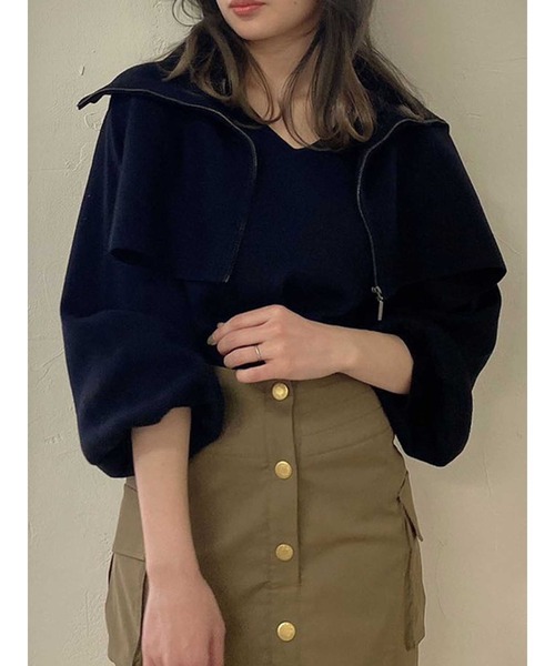 dazzlin（ダズリン）の「ジップアップ2ピースレイヤードニット（ニット/セーター・レディース・ブラック/オフホワイト/ブルー・FREE）」の21枚目の写真