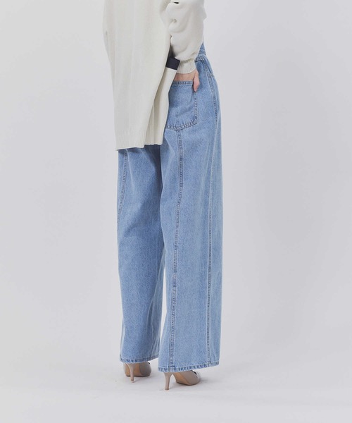BACK NUMBER(バックナンバー)の「【BACK NUMBER】切替ワイドパンツ(デニムパンツ・レディース・ダークインディゴブルー/ライトインディゴブルー・S/M/L)」の15枚目の写真