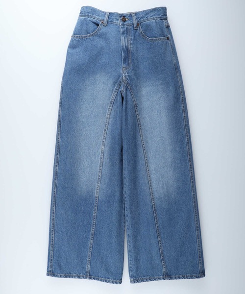BACK NUMBER(バックナンバー)の「【BACK NUMBER】切替ワイドパンツ(デニムパンツ・レディース・ダークインディゴブルー/ライトインディゴブルー・S/M/L)」の14枚目の写真
