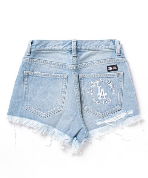 ✨SASSAFRAS✨ ダークデニム ショートパンツ M MLB】ダメージデニムショートパンツ BACK TO THE FIELD