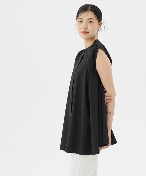 coca（coca）（コカ）の「スタンドカラーギャザーブラウス（シャツ/ブラウス・レディース・ブラック/ベージュ・M/L）」の10枚目の写真