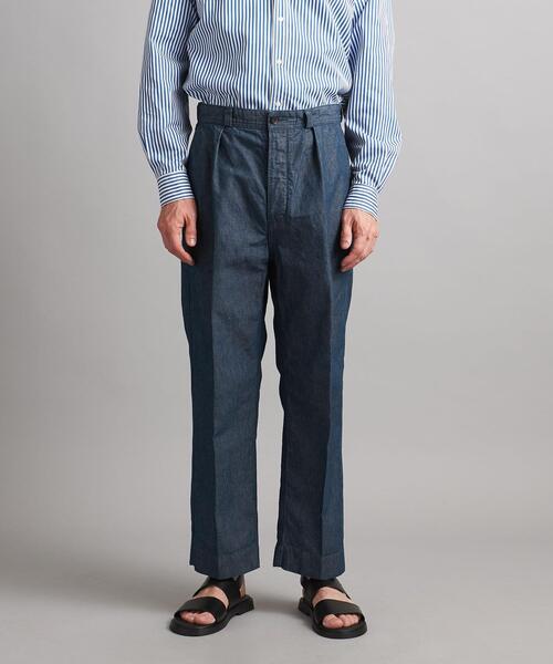SOVEREIGN ソブリン 日本製 コットン/リネン 1プリーツインディゴパンツ 1114-246-8360 L Indigo UNITED ARROWS ボトムス【中古】【SOVEREIGN】 SOVEREIGN（ソブリン）の「＜SOVEREIGN＞ コットン/リネン 1プリーツ