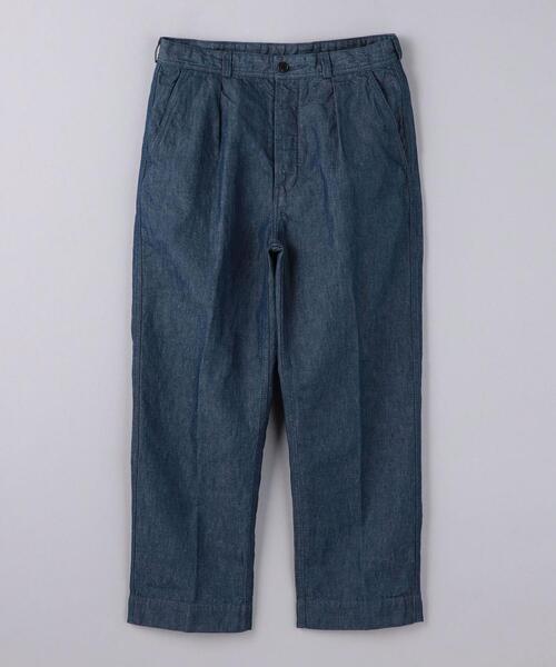 SOVEREIGN ソブリン 日本製 コットン/リネン 1プリーツインディゴパンツ 1114-246-8360 L Indigo UNITED ARROWS ボトムス【中古】【SOVEREIGN】 SOVEREIGN ソブリン 日本製 コットン/リネン 1プリーツインディゴ