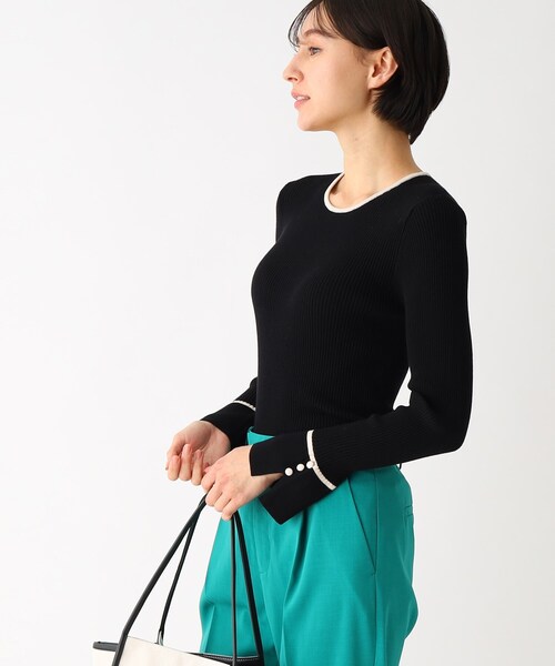 index（インデックス）の「◆ブロッキングバイカラー リブニット（ニット/セーター・レディース・ブラック系4/ホワイト系7/ブルー系9・42/40/36/38）」の2枚目の写真
