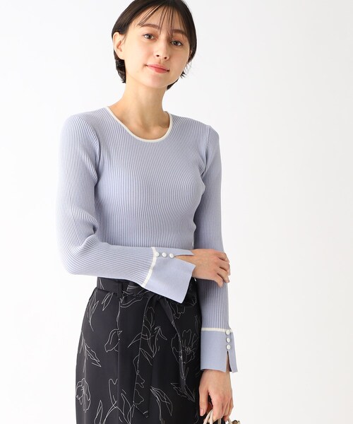 index（インデックス）の「◆ブロッキングバイカラー リブニット（ニット/セーター・レディース・ブラック系4/ホワイト系7/ブルー系9・42/40/36/38）」の3枚目の写真