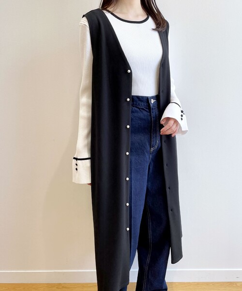 index（インデックス）の「◆ブロッキングバイカラー リブニット（ニット/セーター・レディース・ブラック系4/ホワイト系7/ブルー系9・42/40/36/38）」の6枚目の写真