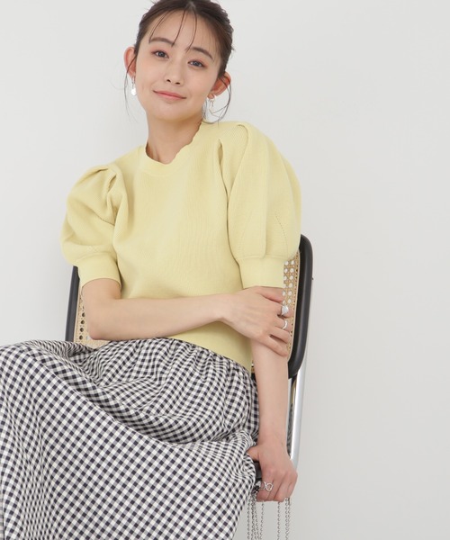 N.（N. Natural Beauty Basic）（エヌエヌナチュラルビューティーベーシック）の「◆タックスリーブスポンディッシュニット（ニット/セーター・レディース・オフホワイト/ブラック/モカ/レモンイエロー/ピンク・MEDIUM）」の5枚目の写真