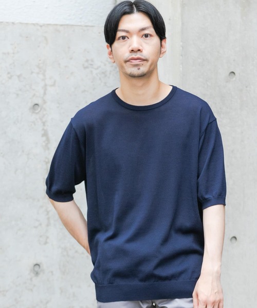 URBAN RESEARCH ROSSO MEN(アーバンリサーチロッソメン)の「『XLサイズあり』Ice summer サマークルーネックニット(ニット/セーター・メンズ・チャコールグレー/ネイビー/グレー系その他・MEDIUM/LARGE/X-LARGE)」の2枚目の写真