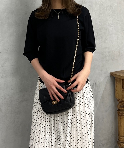 un dix cors（アンディコール）の「五分袖ニットプルオーバー（ニット/セーター・レディース・オフホワイト/ブラック/ホワイト/サックスブルー・FREE）」の18枚目の写真