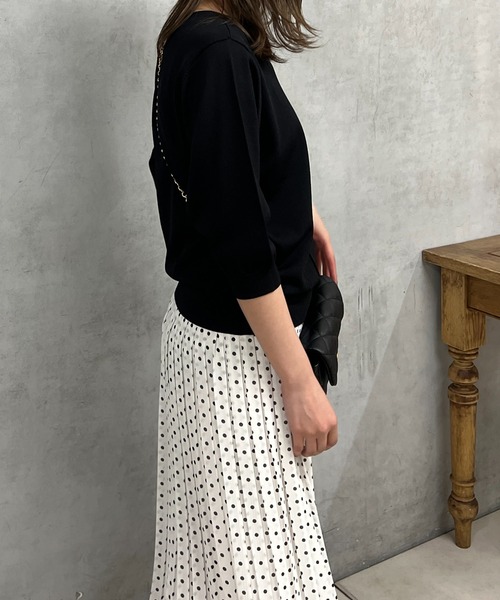 un dix cors（アンディコール）の「五分袖ニットプルオーバー（ニット/セーター・レディース・オフホワイト/ブラック/ホワイト/サックスブルー・FREE）」の19枚目の写真