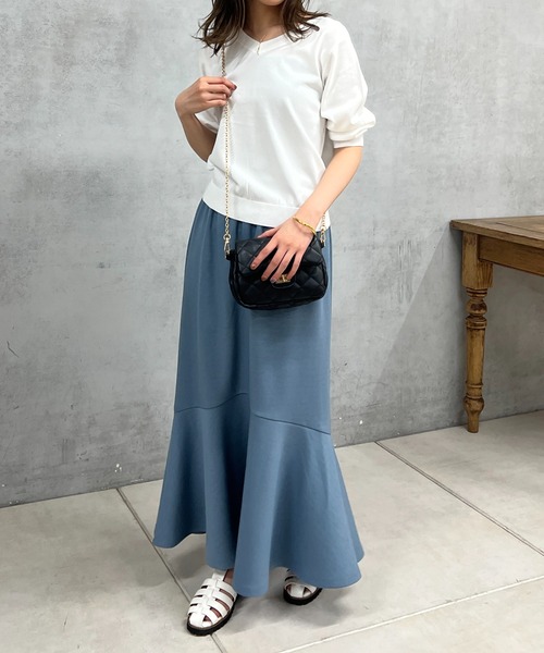 un dix cors（アンディコール）の「五分袖ニットプルオーバー（ニット/セーター・レディース・オフホワイト/ブラック/ホワイト/サックスブルー・FREE）」の8枚目の写真