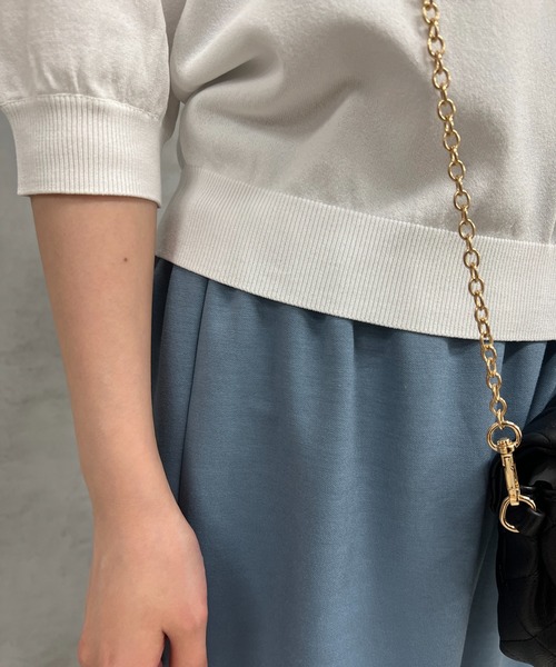 un dix cors（アンディコール）の「五分袖ニットプルオーバー（ニット/セーター・レディース・オフホワイト/ブラック/ホワイト/サックスブルー・FREE）」の14枚目の写真