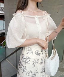 one after another NICE CLAUP | 前後2way/パフスリーブシアーブラウス(シャツ/ブラウス)