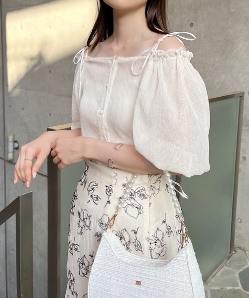 前後2way/パフスリーブシアーブラウス（シャツ/ブラウス）｜one after