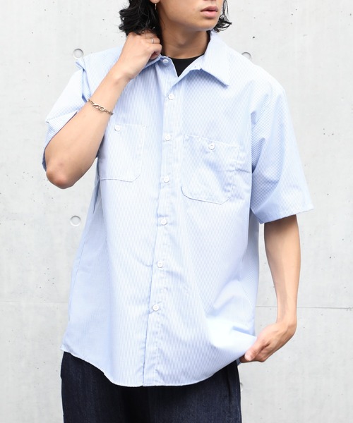 RED KAP(レッドキャップ)の「【RED KAP】4.25ワークシャツ半袖ストライプ RDKP-S0020(シャツ/ブラウス・メンズ・グレー系その他2/グレー系1/ホワイト系1/ネイビー系1/ブルー系その他2/ブルー系その他3/ブルー系その他/ホワイト系その他2・M/XL/L/S)」の5枚目の写真